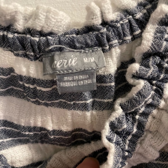 Blue and Whire Striped Off the Shoulder Crop Top - Picture 2 of 2